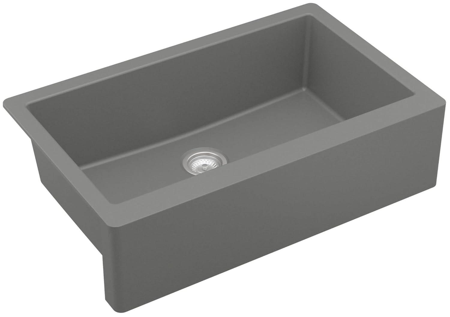 Karran Farmhouse/Apron-Front Quartz Composite 34'' X 21-1/4'' Single Bowl Kitchen Sink