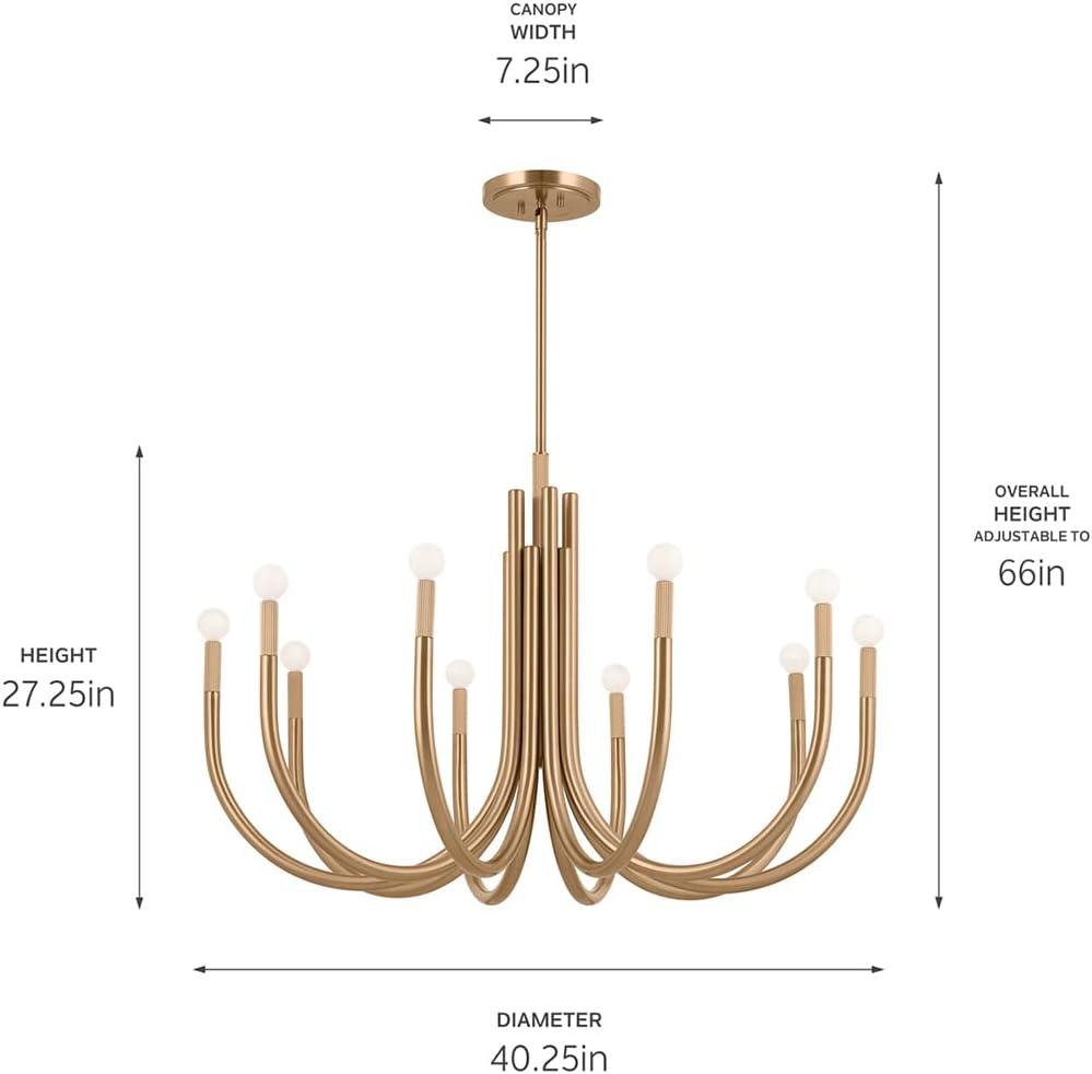 Champagne Bronze 10-Light Modern Candle Chandelier