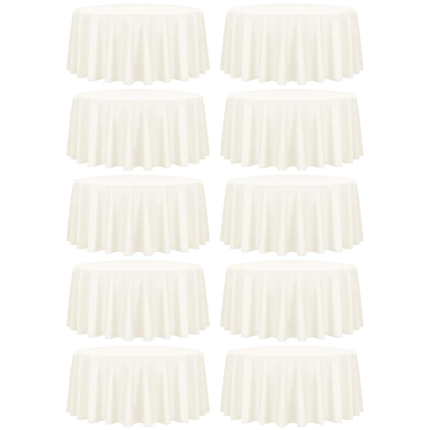 10 Pack Beige Tablecloth 60x102 inch Polyester Fabric Tablecloths for 6 Foot Rectangle Tables Wrinkle Resistant Linen Tablecloth Washable Table Covers for Party Wedding Events and Camping