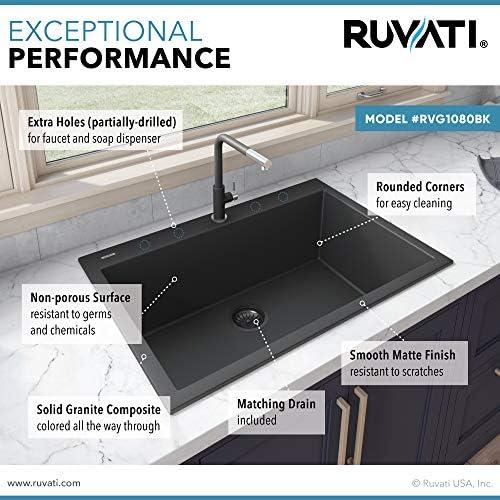 Ruvati 30 x 20 inch epiGranite Drop-in Topmount Granite CompositeKitchen Sink