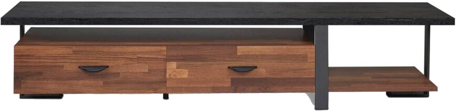 Benjara 67.3" 2-drawer Transitional Metal and Solid Wood TV Stand in Black