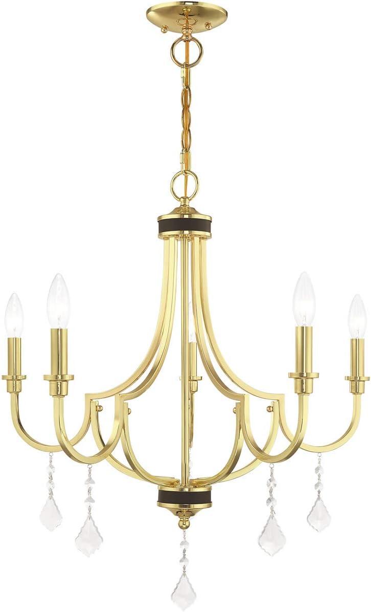 Polished Brass and Crystal 5-Light Mini Chandelier