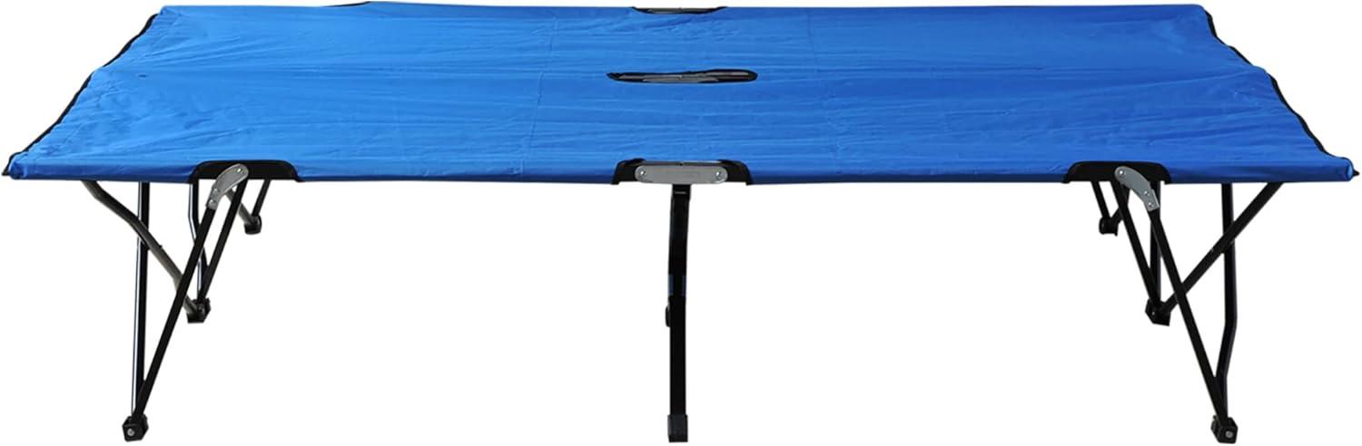 Outsunny 2 Person Folding Camping Cot, Portable Sleeping Cot with Carry Bag, Blue