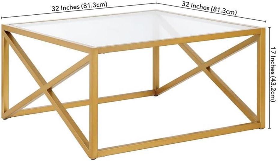 Square Brass Finish Coffee Table - Henn&Hart