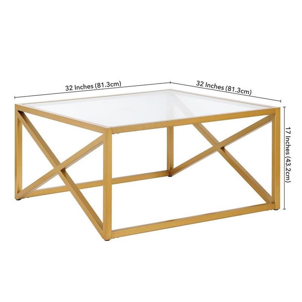 Evelyn&Zoe Calix 20" Wide Square Side Table, Brass