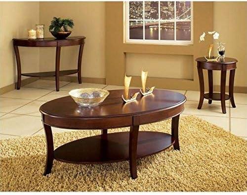 Troy Oval End Table Brown Cherry - Steve Silver Co.: Curved Legs, Wood Veneer, Fixed Shelf