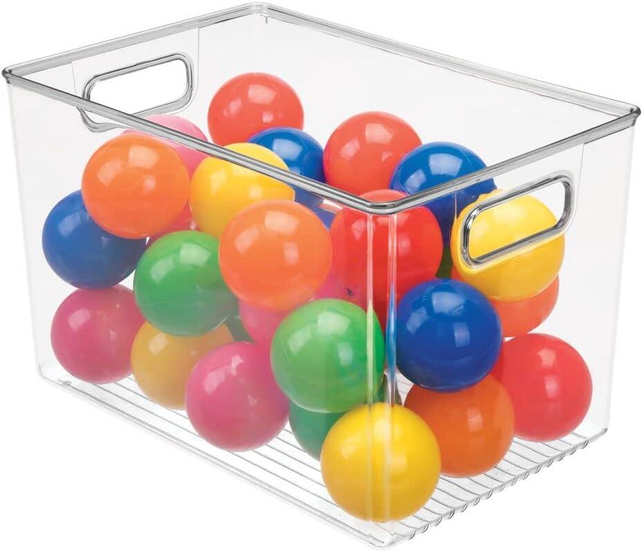 mDesign Deep Plastic Home Storage Organizer Bin, Built-In Handles, 8 Pack, Clear