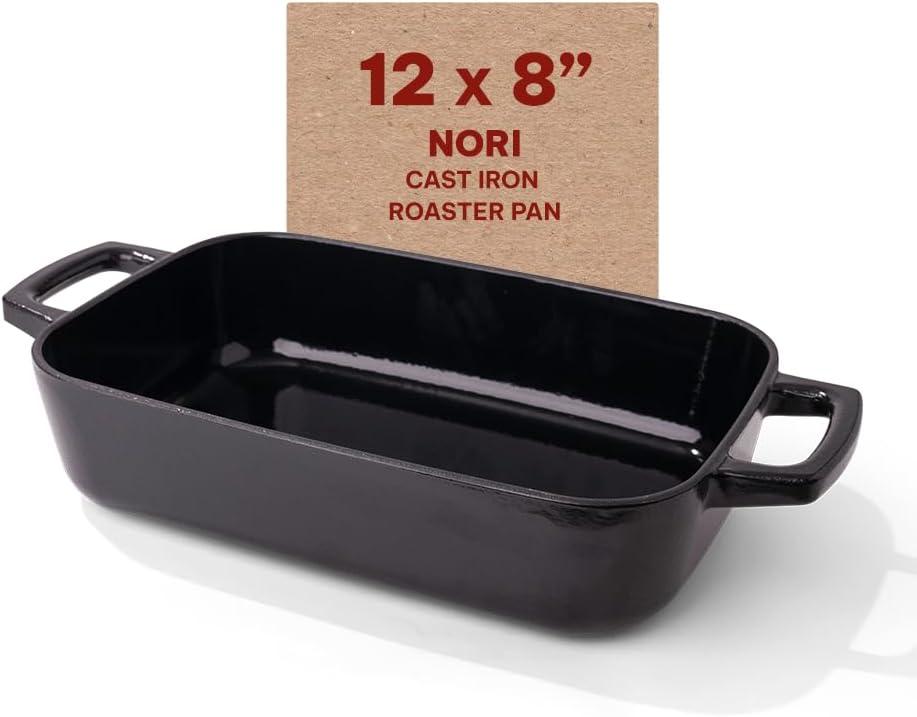 Alva Alva Nori Enameled Cast Iron Dutch Oven Dish Roasting Pan Rectangular Nonstick Stove-to-Table Enamel Coated Pot, Non Toxic, Compatible with All Stovetops, Oven Safe & Induction Safe