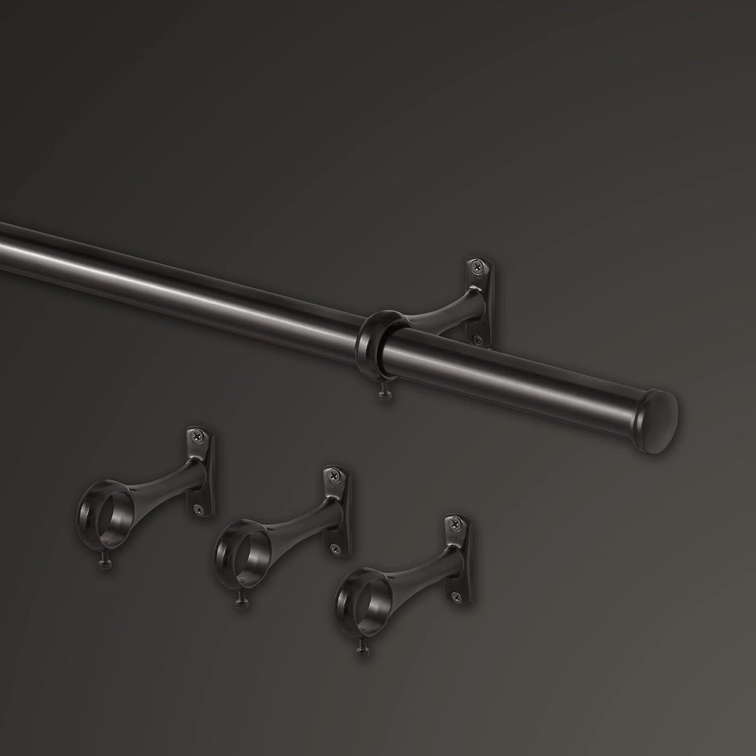 Mode Outdoor Collection 1 1/8 in Diameter Curtain Rod Set with End Cap Finials and Steel Wall Mounted Adjustable Rod