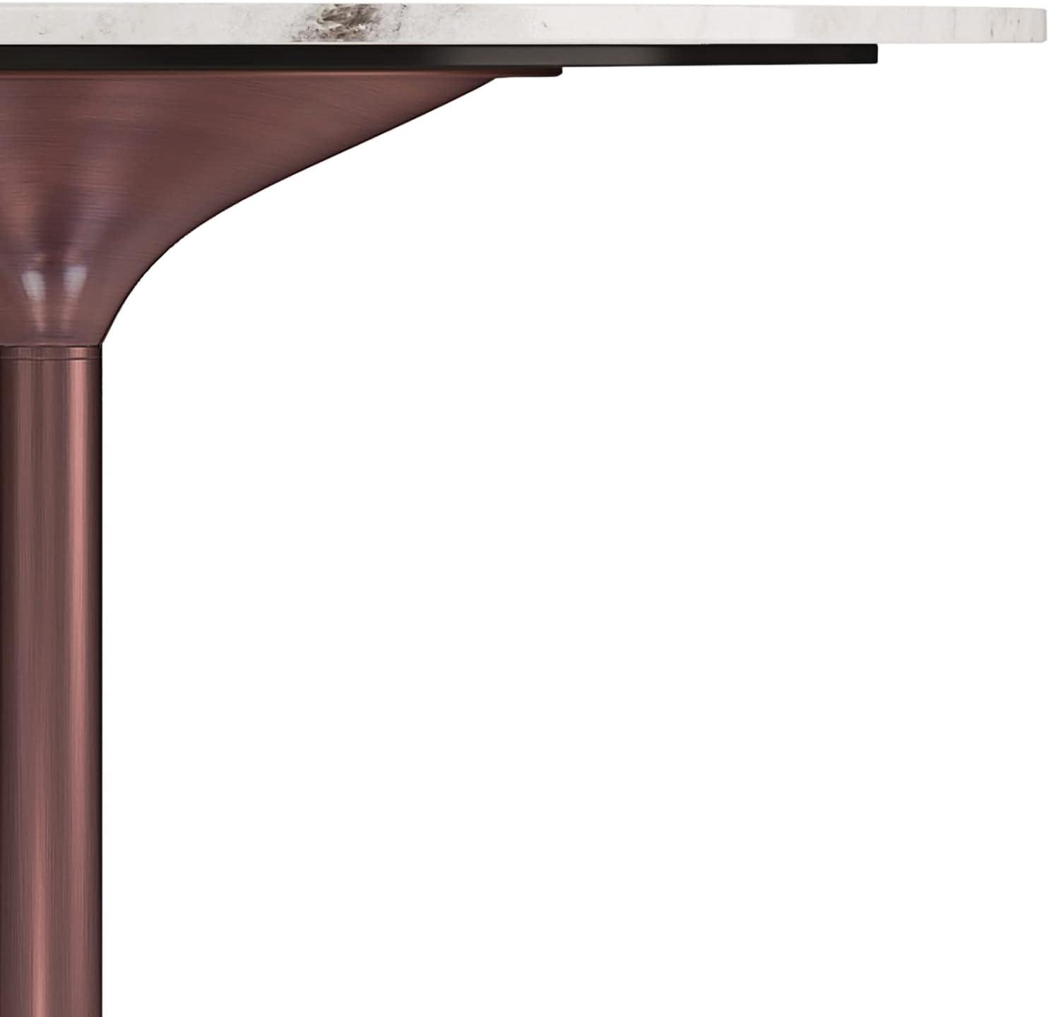 Simpli Home Osborne Dining Table In White/Copper