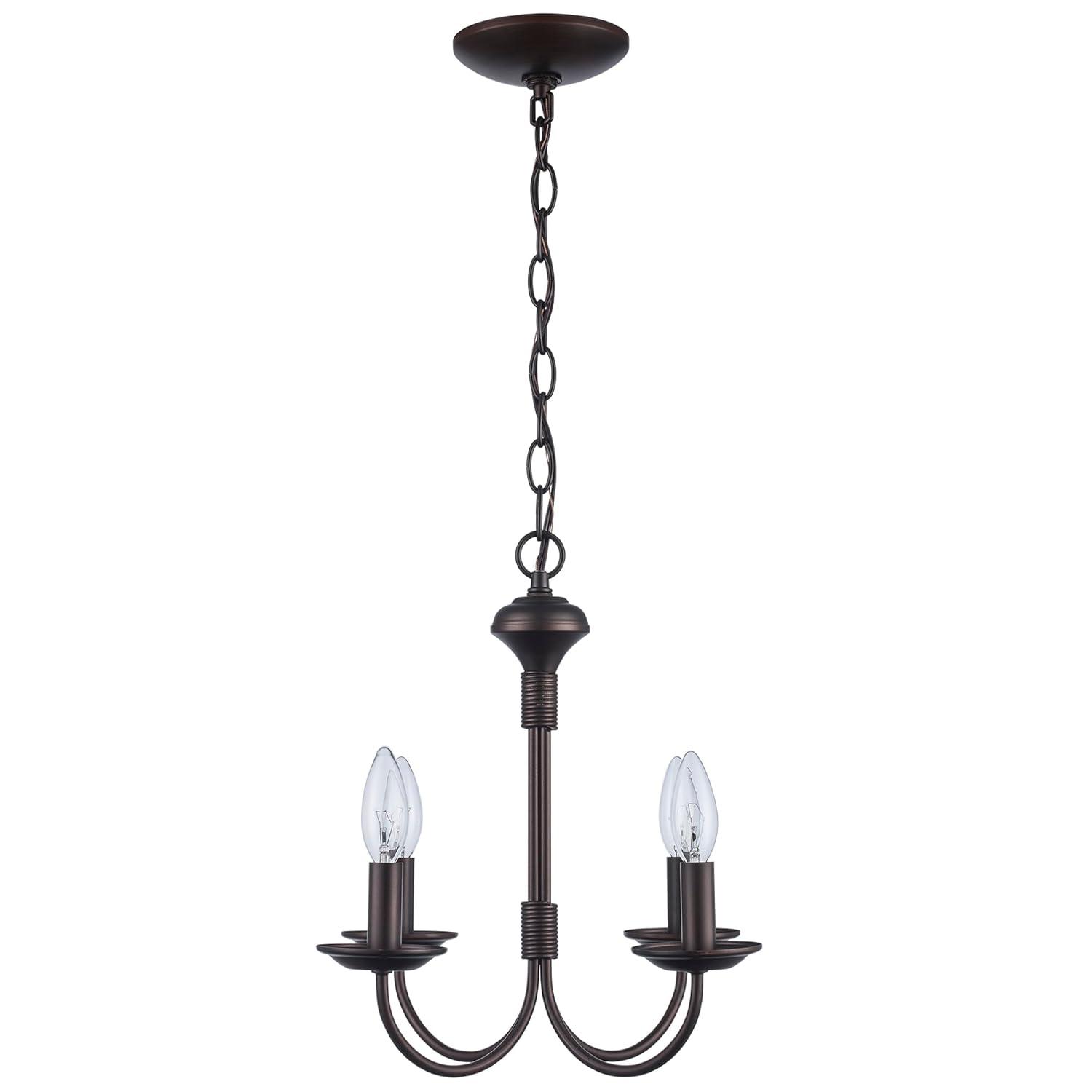 Lucid Lighting 4 -Light Oil-rubbed Bronze Transitional For Use in Bedrooms, Dining Rooms, Foyers, Kitchens, Living Rooms Chandelier