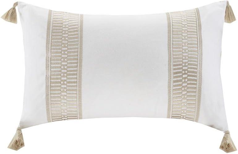 Anslee Embroidered Cotton Oblong Decorative Pillow