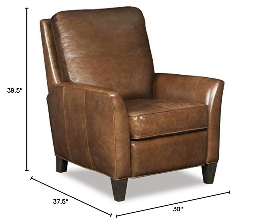 Handcrafted Brown Leather Recliner with Dark Wood Finish