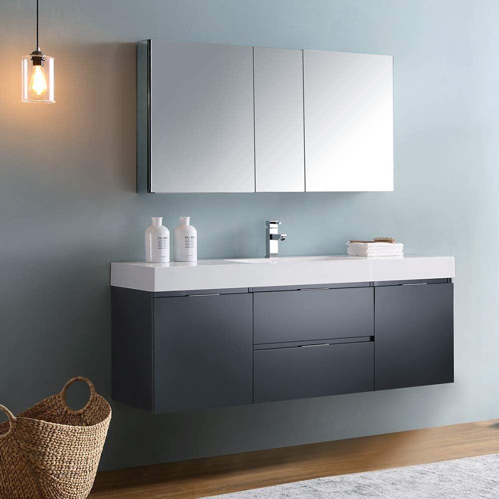 Fresca Valencia 60" Wall Mount Double Sink Bathroom Vanity with Top and Sinks (Faucets Not Included)