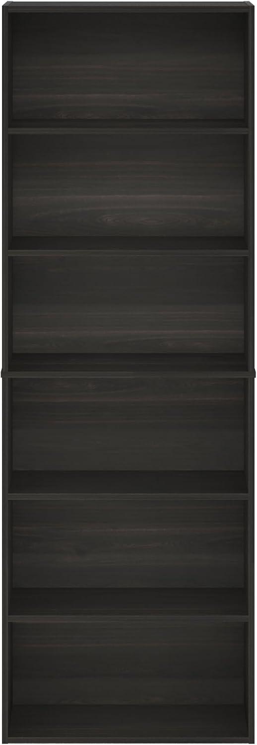 Furinno JAYA Simply Home Free Standing Adjustable 6-Tier Open Storage Bookcase, Espresso