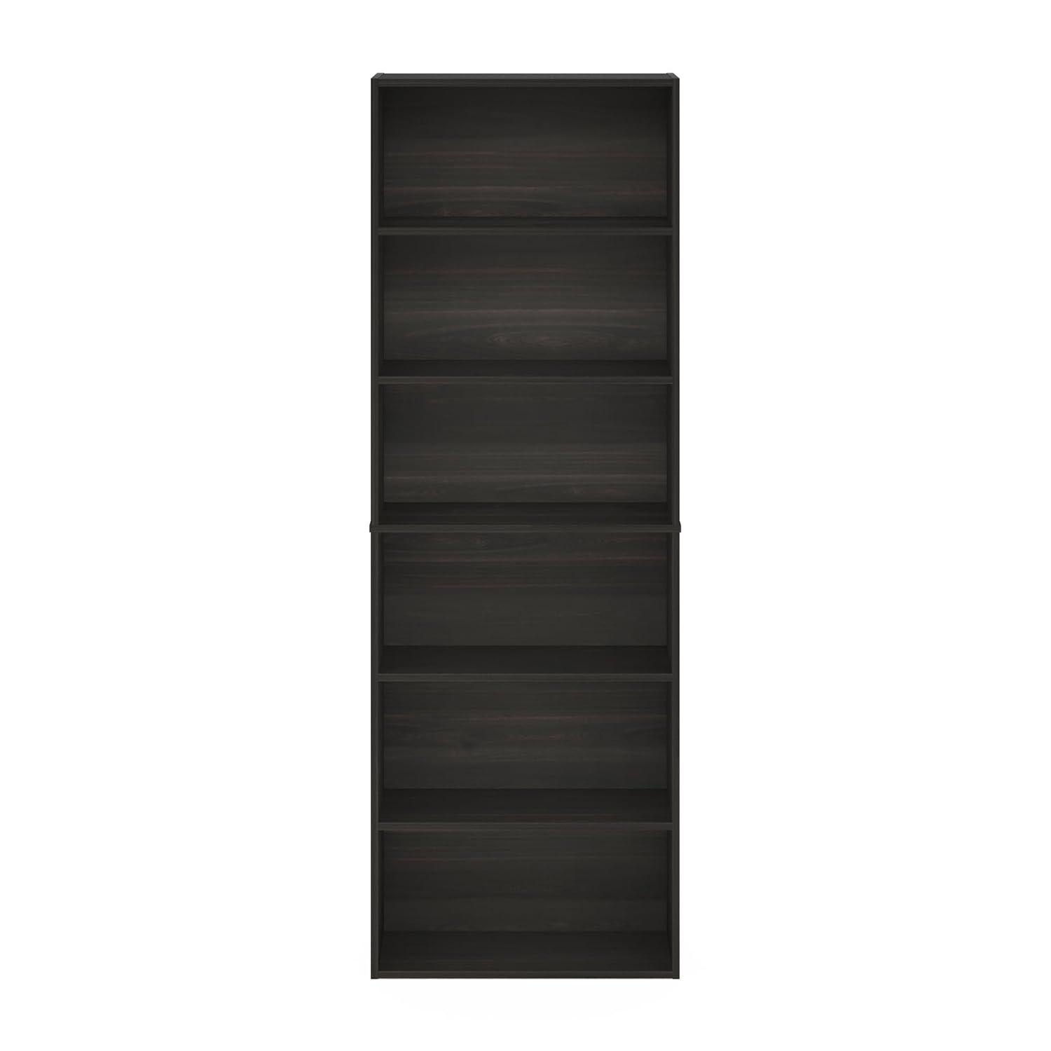 Furinno JAYA Simply Home Free Standing Adjustable 6-Tier Open Storage Bookcase, Espresso