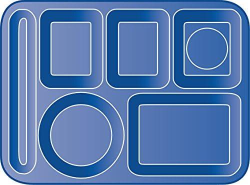 Cafe Blue Heavyweight Melamine Left-Handed 6-Compartment Meal Tray