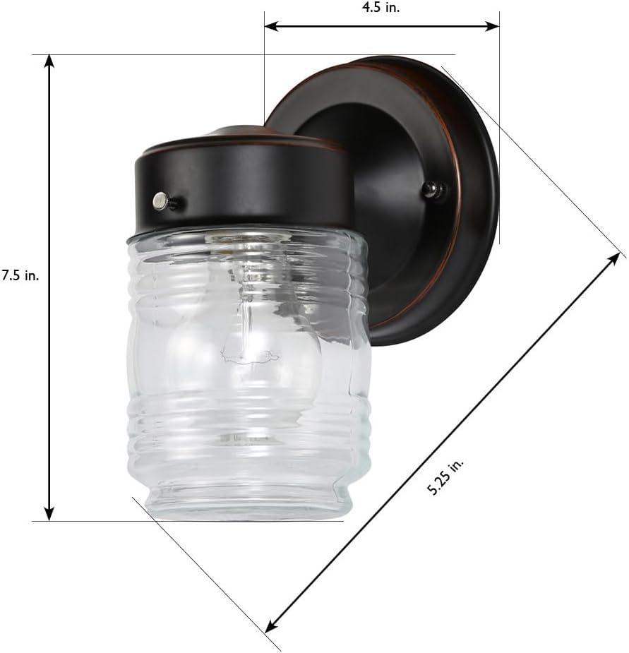 Cozy Glow Bronze Jelly Jar Direct Wired Sconce, Dimmable