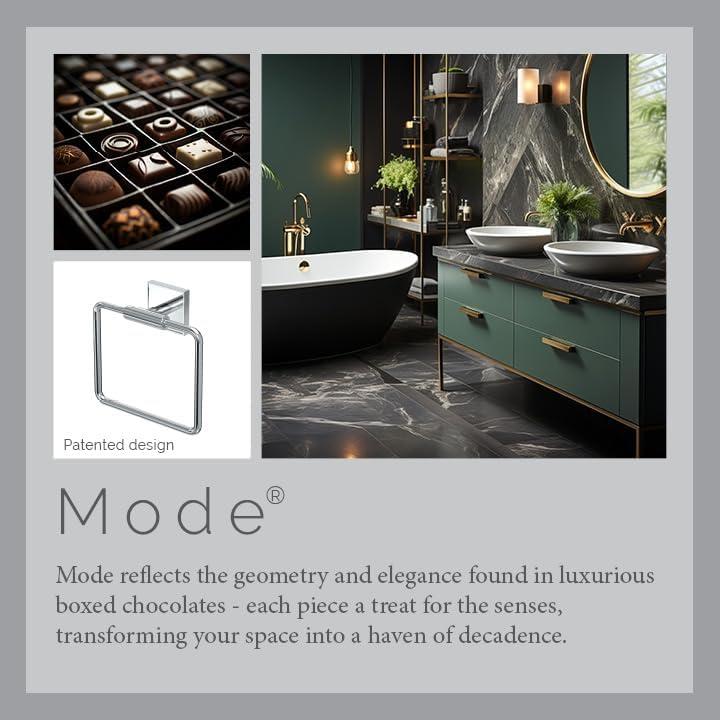 Gatco Mode Towel Ring | Wall Mounted 5.75" W Square Shape Towel Holder for Bathroom, Kitchen 5612