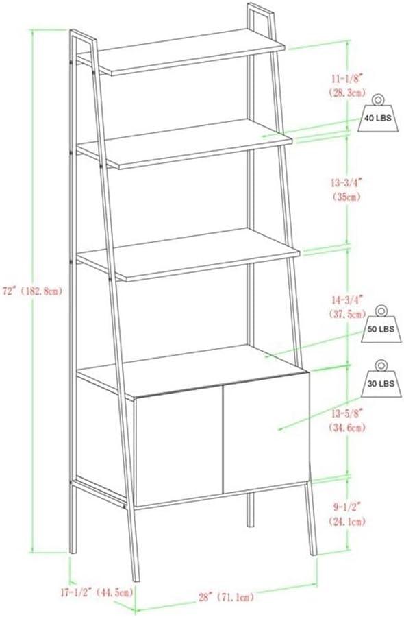 Dark Walnut 72" Ladder Shelf with Cabinet and Doors