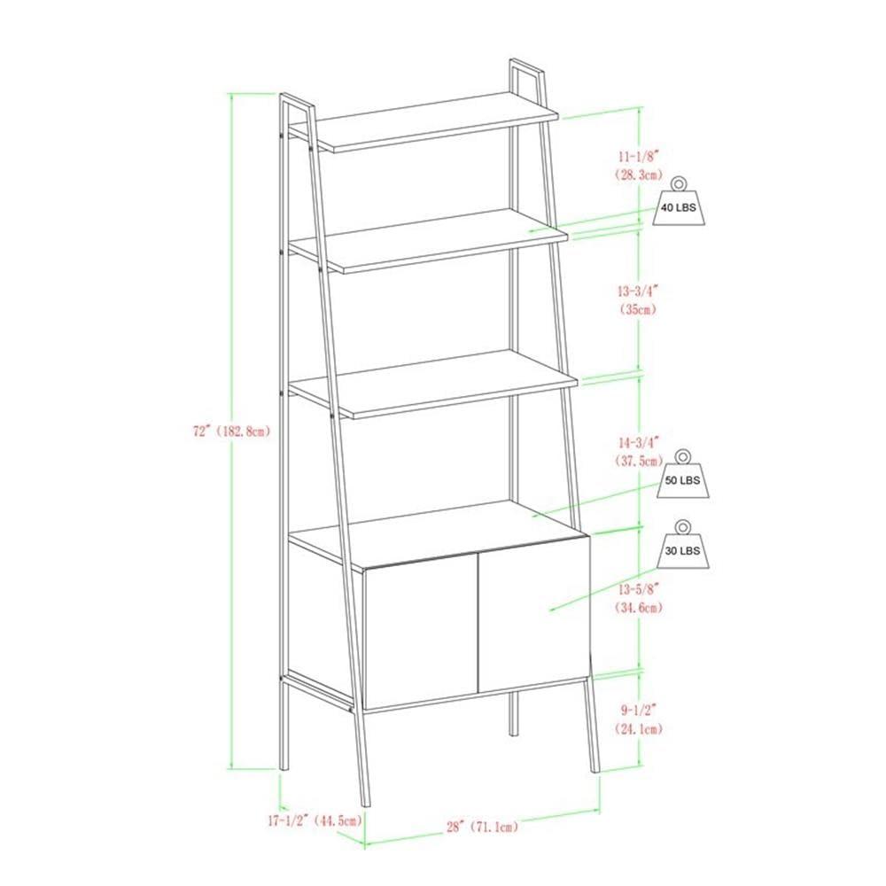 Dark Walnut 72" Ladder Shelf with Cabinet and Doors