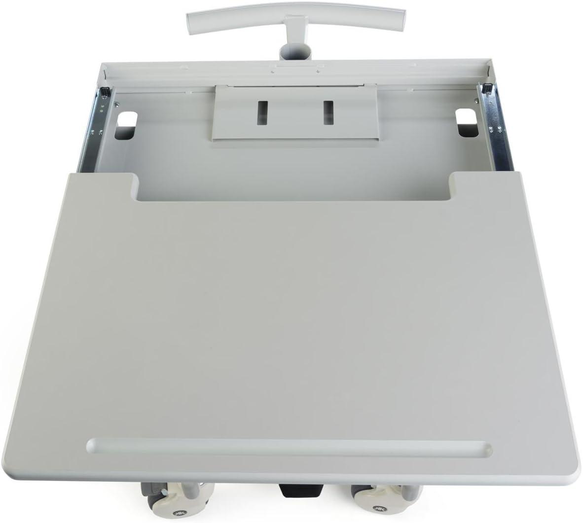 Displays2go Mobile Computer Carts, Locking Drawer, Height Adjustable, Steel, Plastic & MDF Construction – Gray (DWMDCOM) (DWMDC0M)