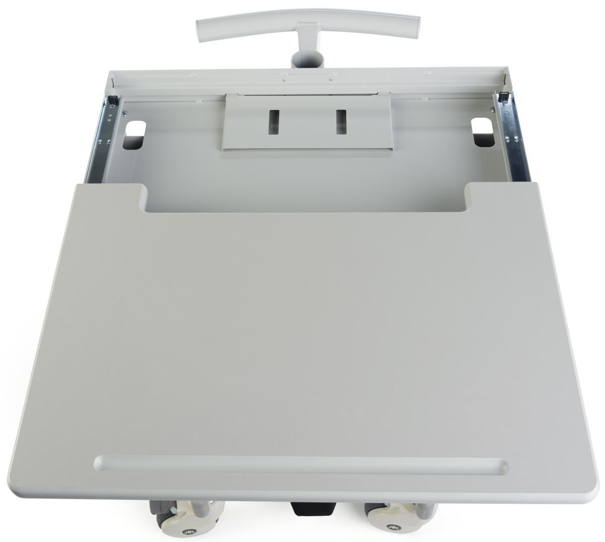 Displays2go Mobile Computer Carts, Locking Drawer, Height Adjustable, Steel, Plastic & MDF Construction – Gray (DWMDCOM) (DWMDC0M)