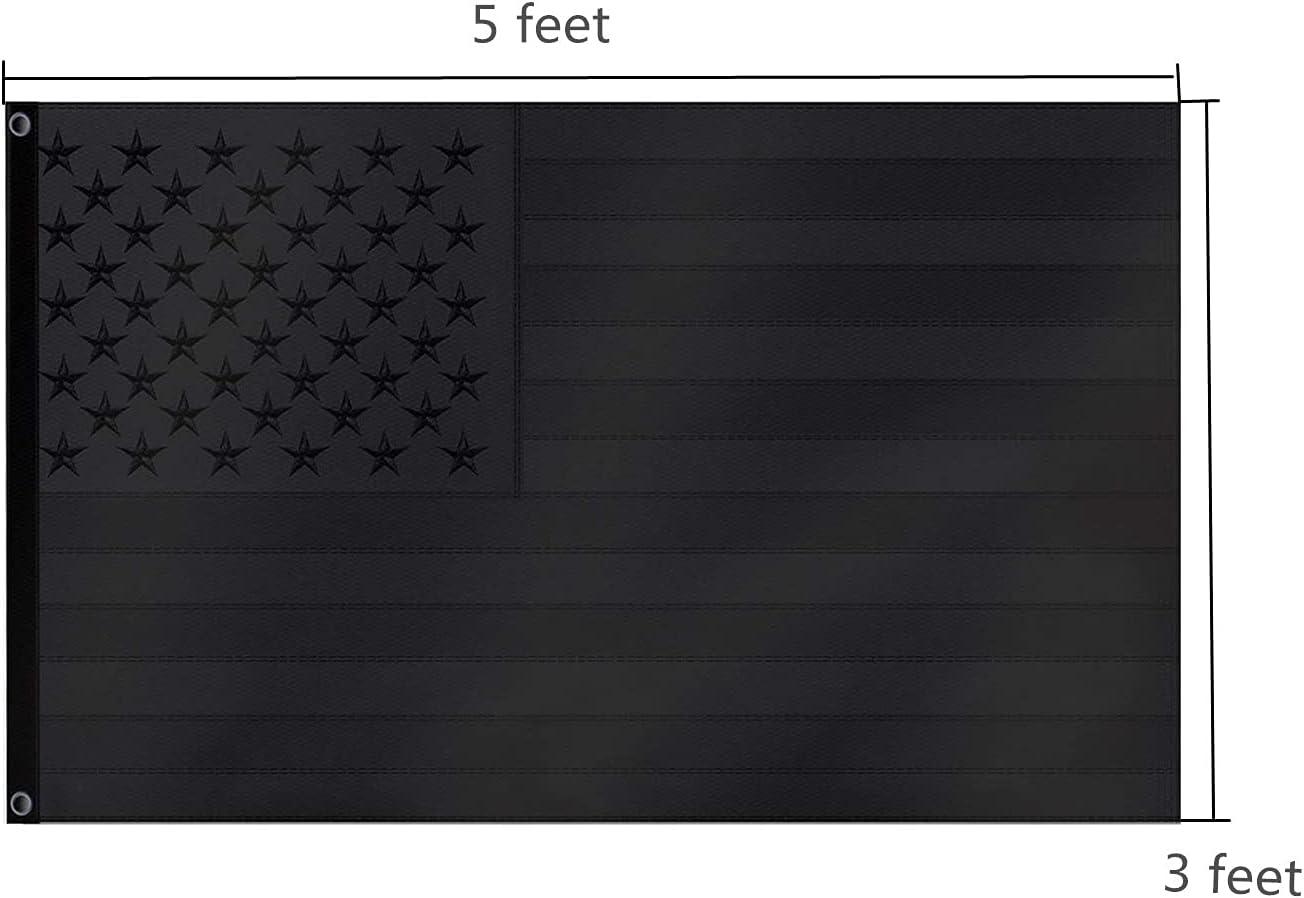 Heavy Duty All Black Polyester American Flag with Embroidered Stars