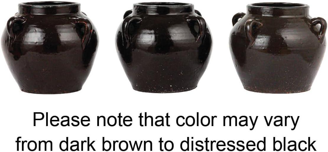 Creative Co-Op Found Decorative Clay Jar, Distressed Espresso Color (Each One Will Vary)