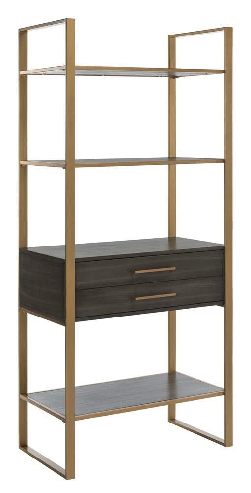 Skylar 4 Tier 1 Drawer Etagere - Gold / Grey - Safavieh