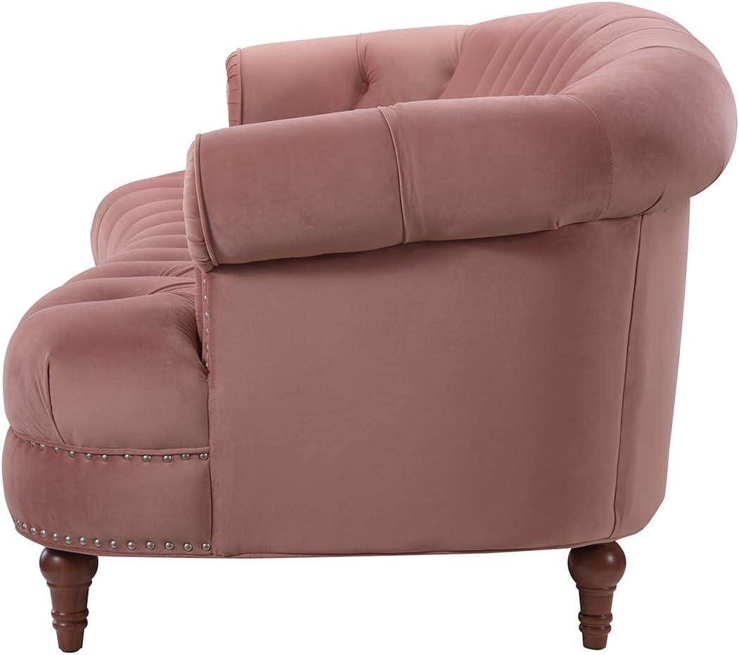 La Rosa 84" Chesterfield Tufted Sofa Rose Pink