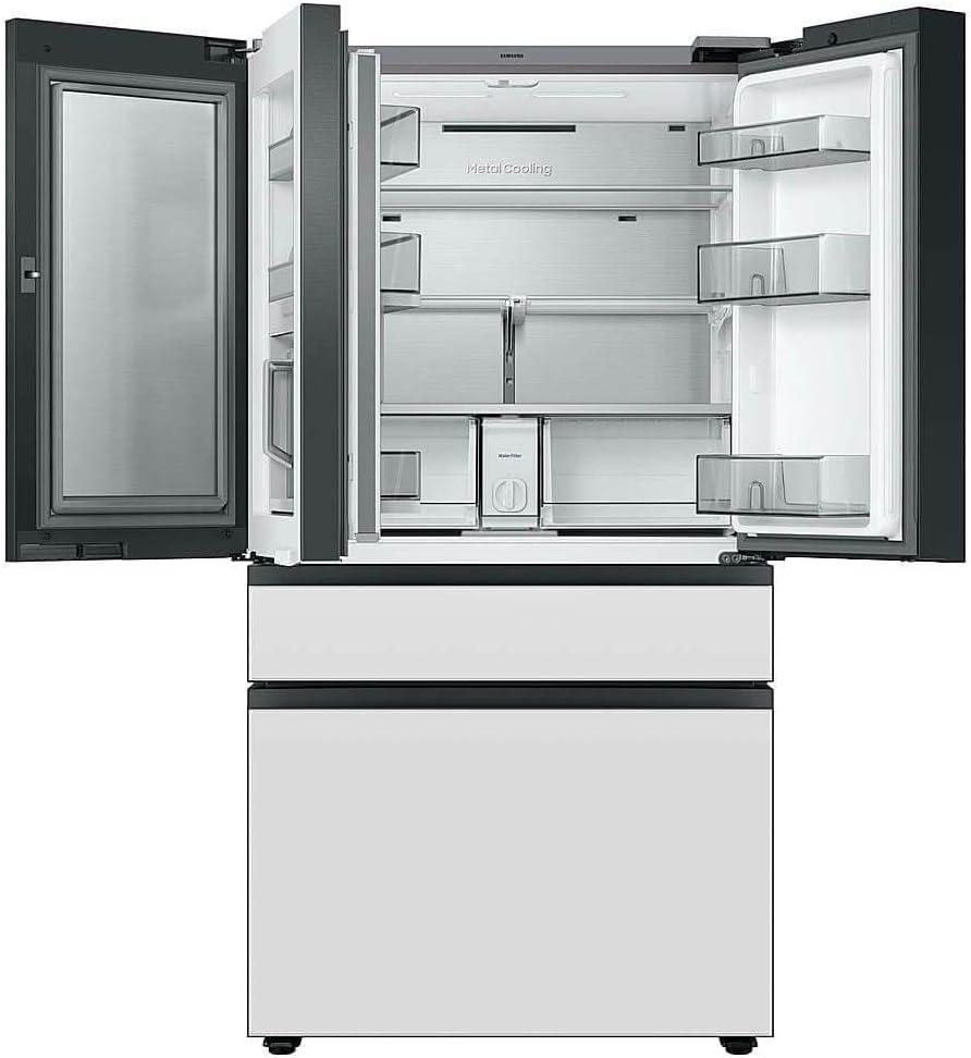 Bespoke 4-Door French Door Refrigerator (23 cu. ft.)  with Top Left and Family Hub Panel - Middle and Bottom Panels