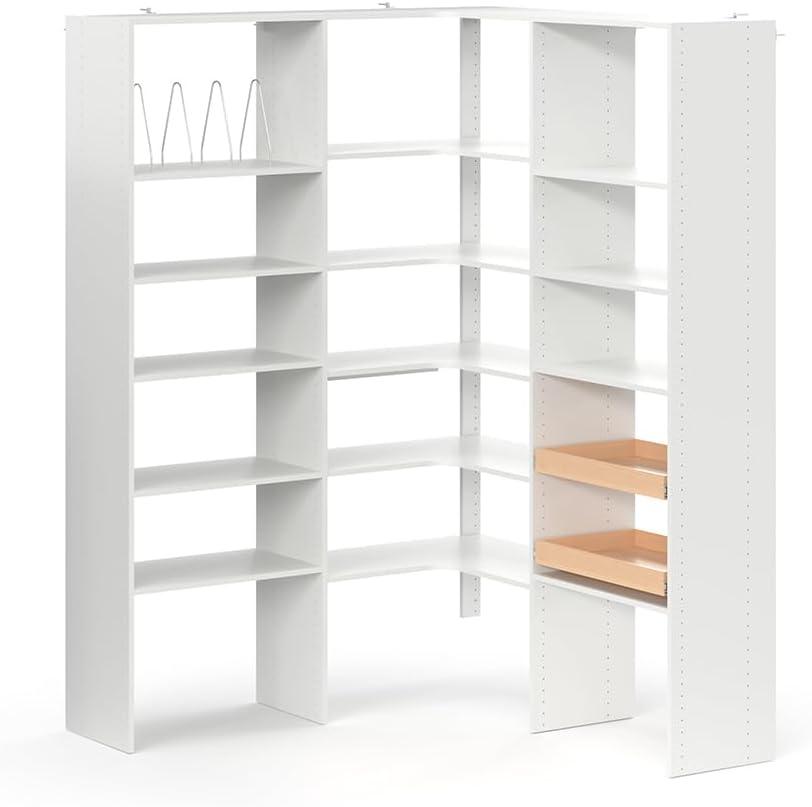 55 in. W White Wood Pantry Corner System