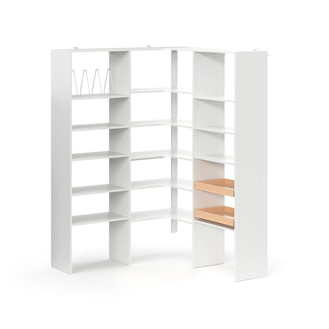 55 in. W White Wood Pantry Corner System