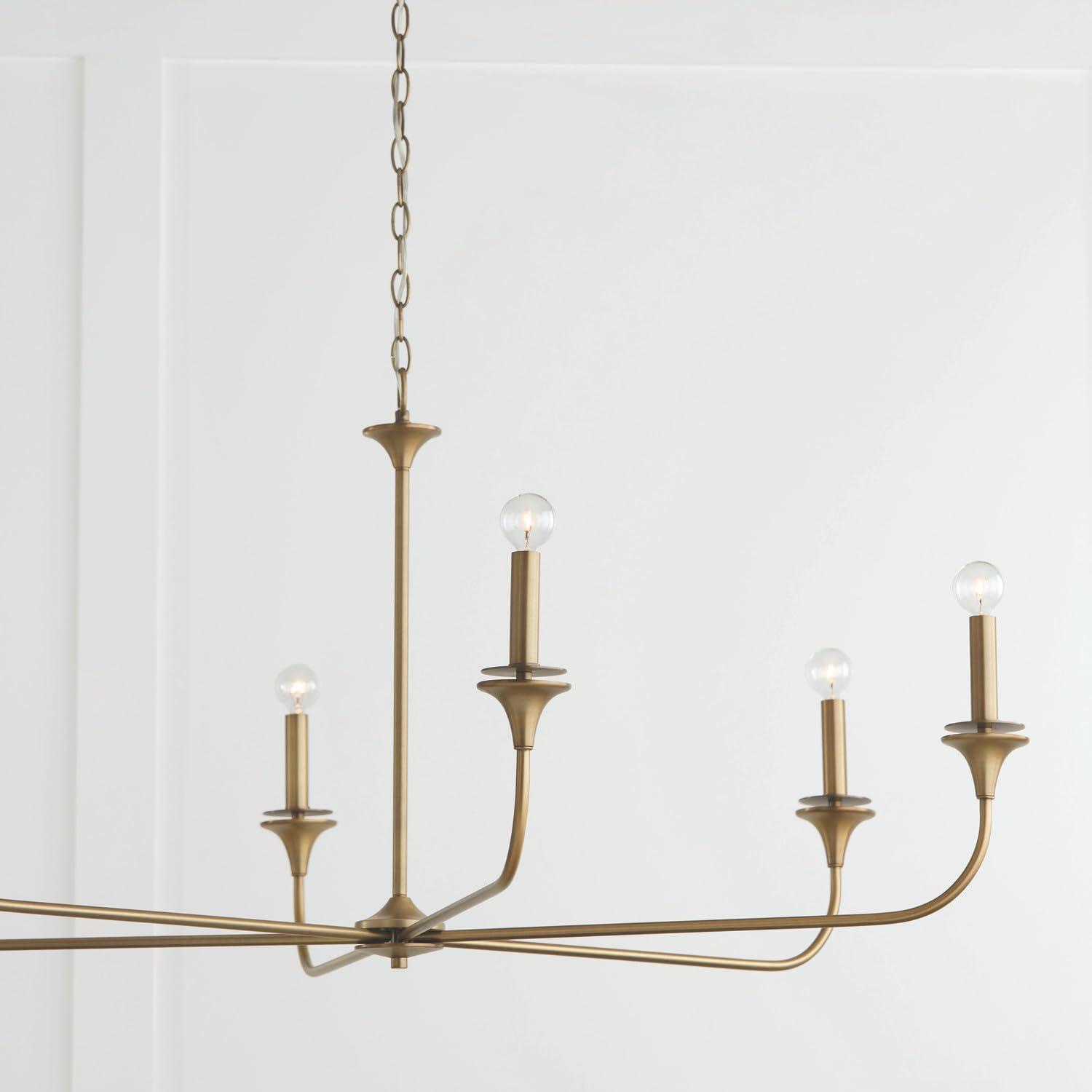 Aged Brass 49" Wide 6-Light Candle Style Chandelier