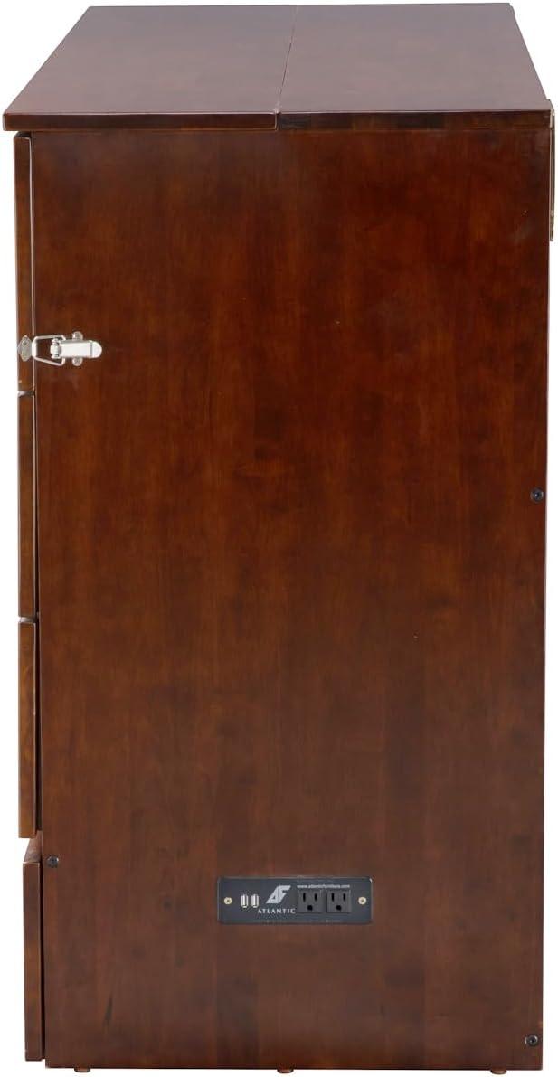 Queen Deerfield Murphy Bed Chest with Charging Station Walnut - AFI: Space-Saving Design, No Box Spring Needed