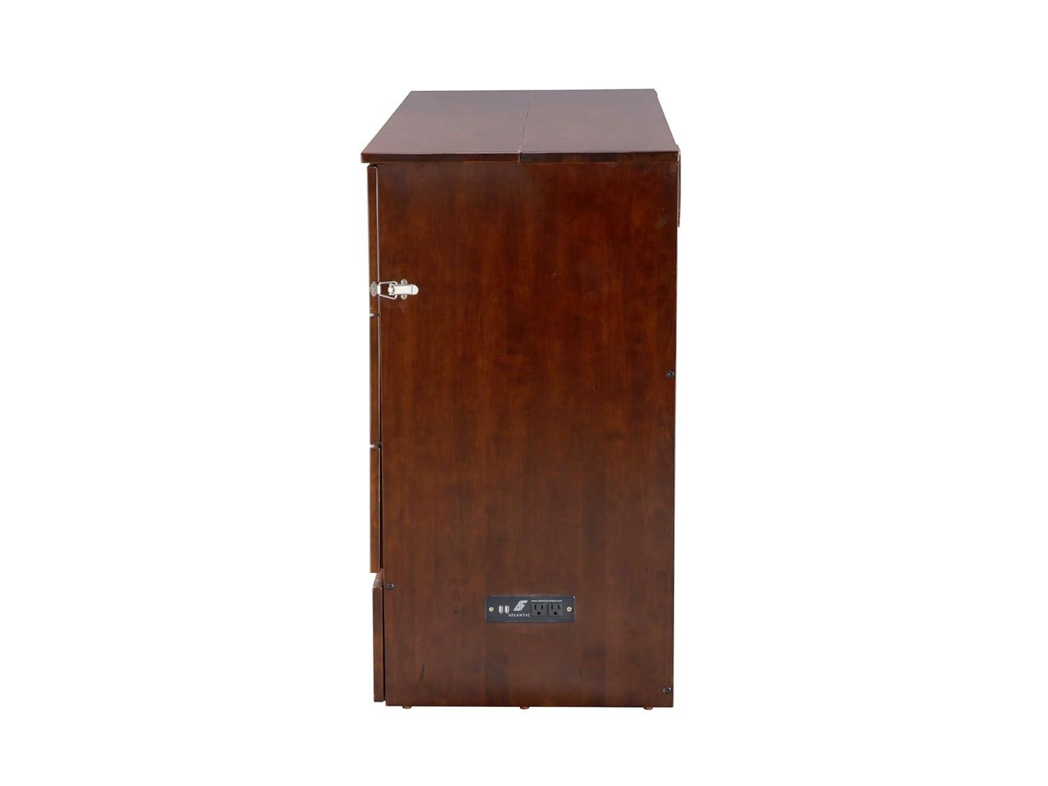 Queen Deerfield Murphy Bed Chest with Charging Station Walnut - AFI: Space-Saving Design, No Box Spring Needed