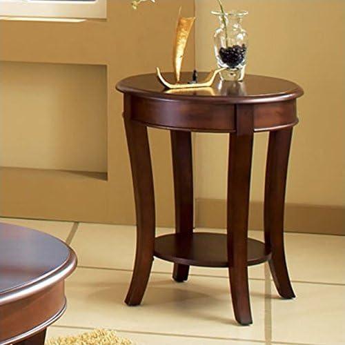 Troy Oval End Table Brown Cherry - Steve Silver Co.: Curved Legs, Wood Veneer, Fixed Shelf