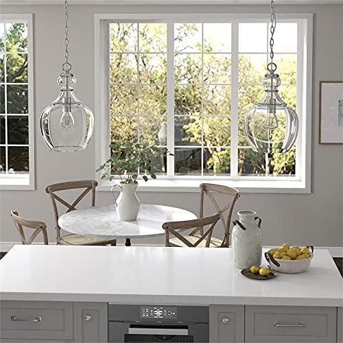 Evelyn&Zoe 11" Brushed Nickel Finish Metal/Glass Pendant