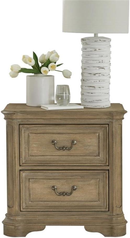 Mesita de Noche Magnolia Manor con 2 Cajones en Bisque Desgastado