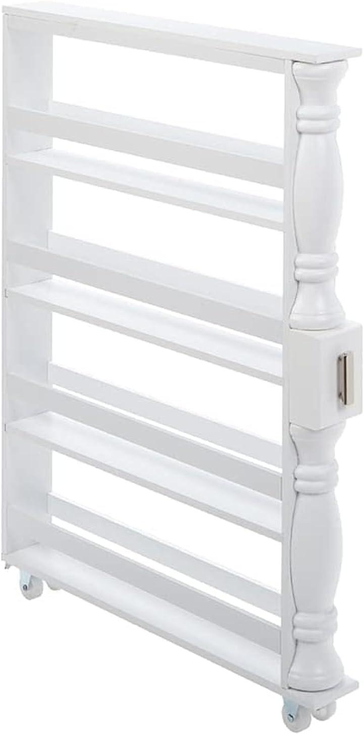 The Lakeside Collection Slim Rolling Can and Spice Racks - White