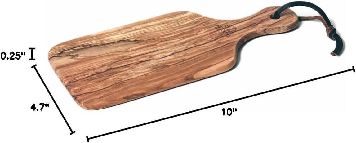 Handcrafted Natural Olive Wood Rectangular Cutting Board with Handle