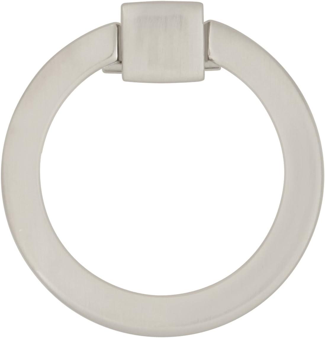 Brushed Nickel Modern Ring Pull with Mounting Hardware