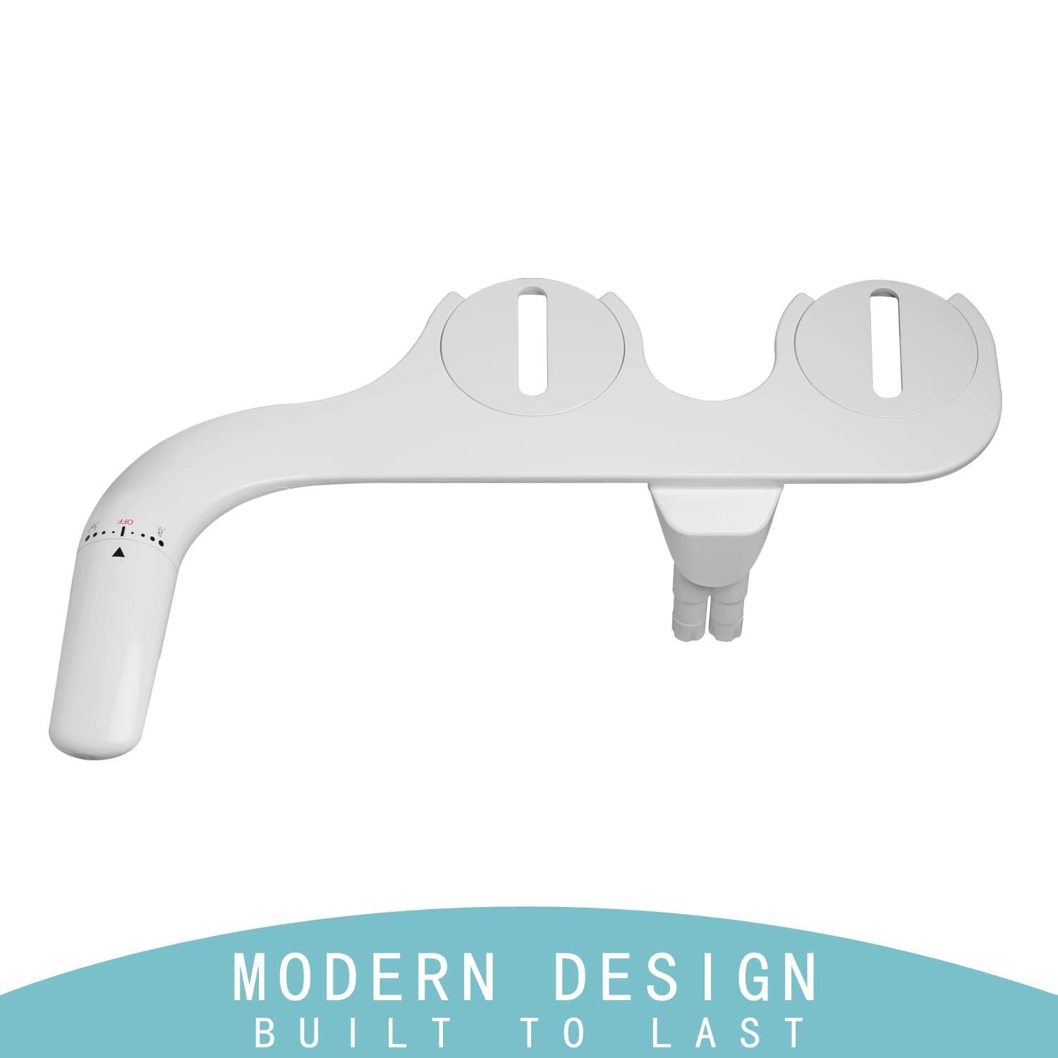 Bidet Attachment for Toilet - WITHLENT Ultra-Slim Bidet Non-Electric Dual Nozzle(Frontal & Rear Wash) Adjustable Water Pressure, Fresh Water Bidet Toilet Seat Attachment + Portable Bidet