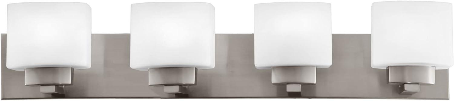 Dove Creek Satin Nickel 4-Light Vanity with Frosted Glass Shades