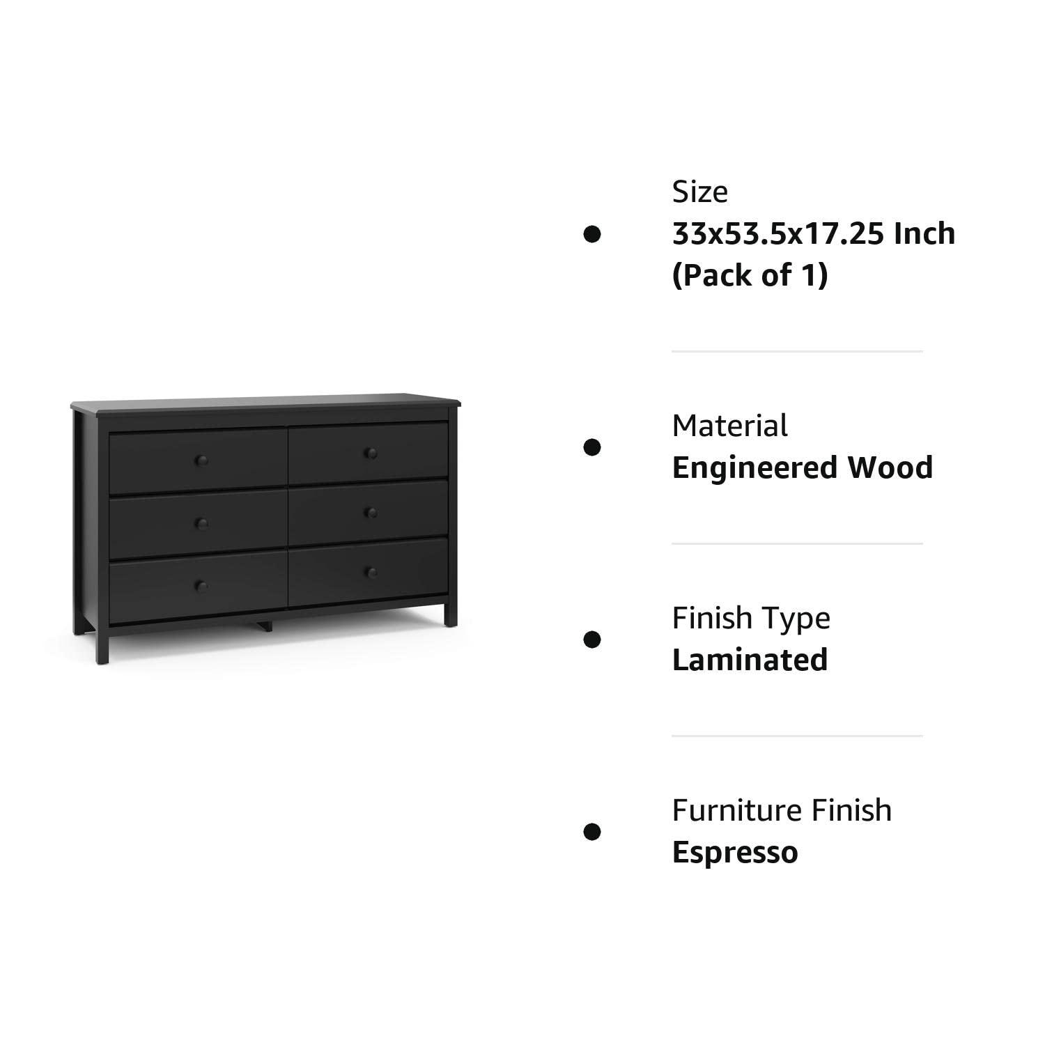 Storkcraft Alpine 6 Drawer Dresser with Interlocking Drawers