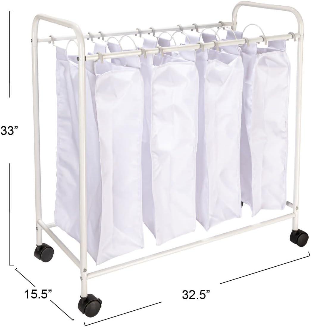 Rolling Laundry Sorter, 4 Bag Laundry Sorter Cart with Washable and Removable Bags