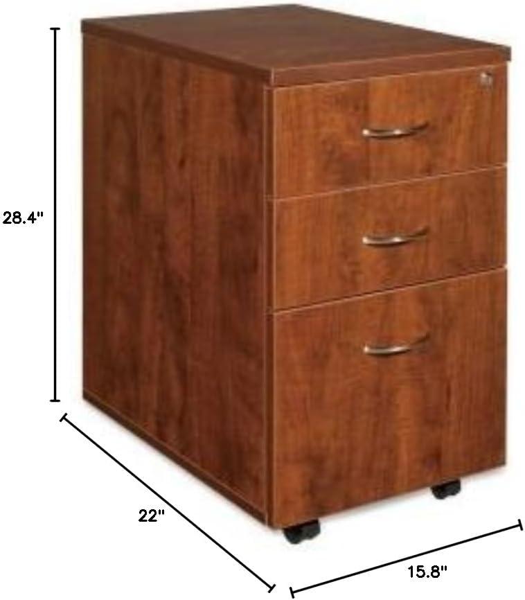 3 Drawers Vertical Wood Composite Lockable Filing Cabinet, Cherry