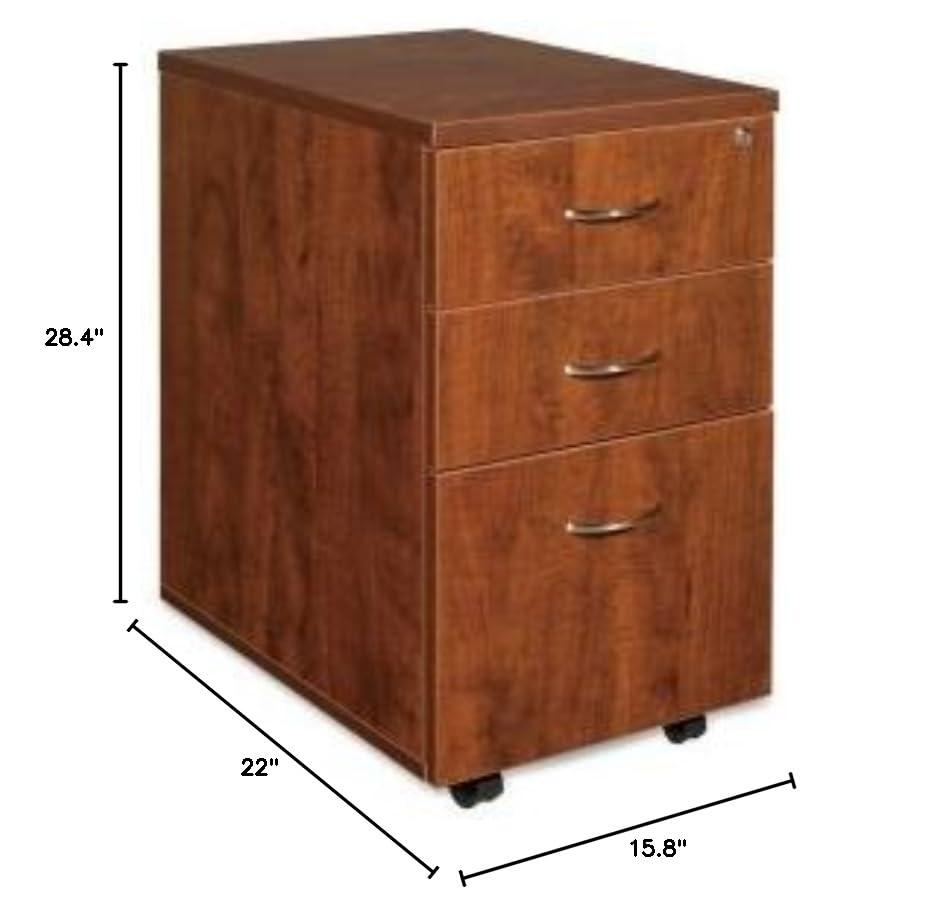 3 Drawers Vertical Wood Composite Lockable Filing Cabinet, Cherry