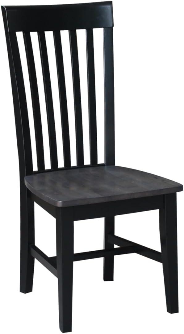 Cosmo High Slat-Back Solid Wood Side Chair in Coal Black